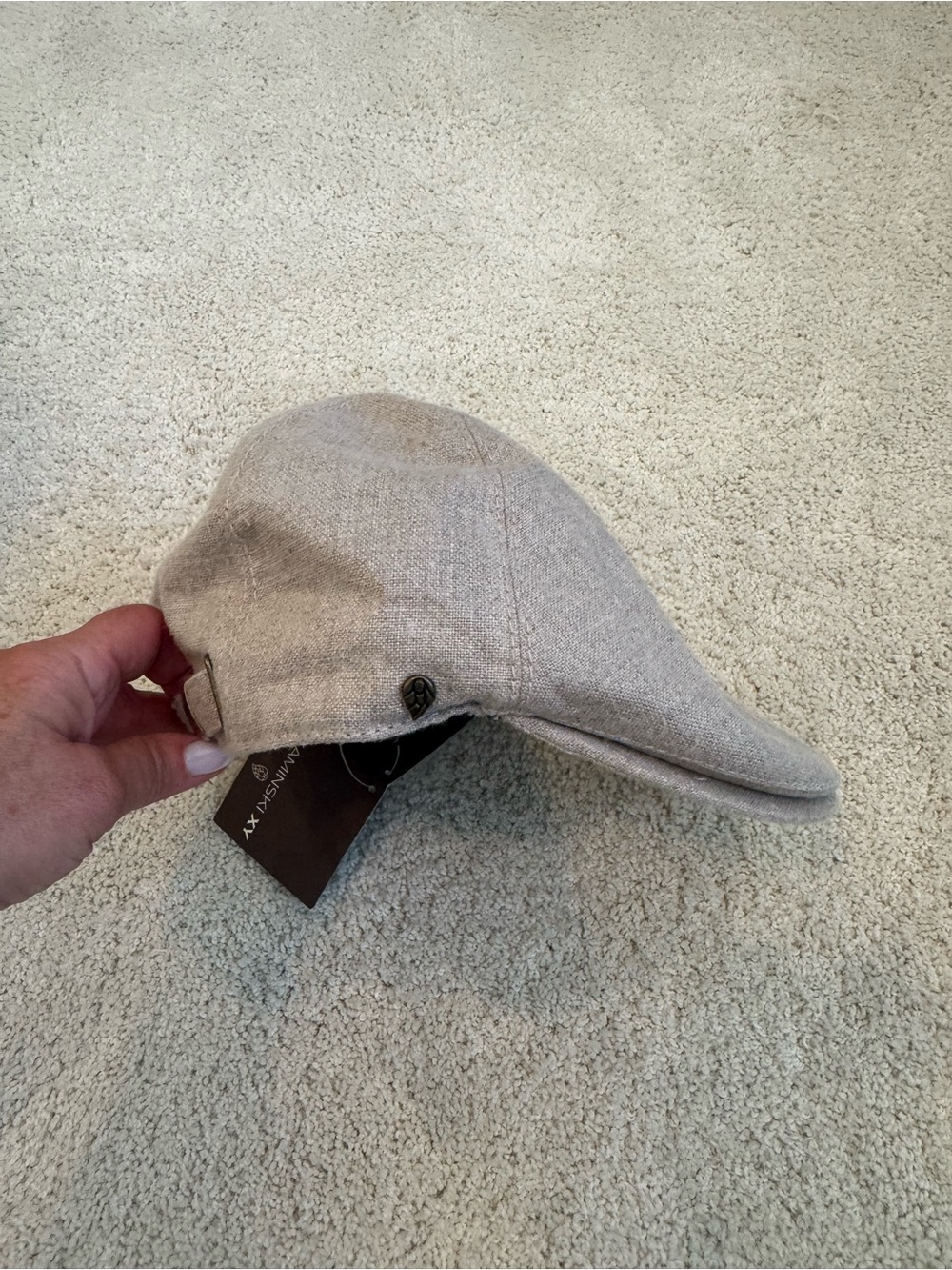 Helen Kaminski XY Men's Burnell Cap - Pumice Grey - Size Medium NWT